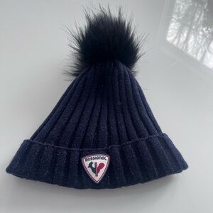 Rossignol Navy Blue Ski Hat with Black Pom-Pom
